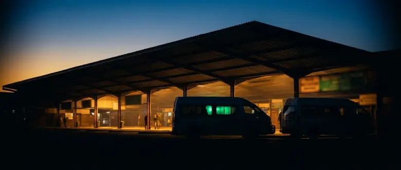 Minibus taxi rank at first light